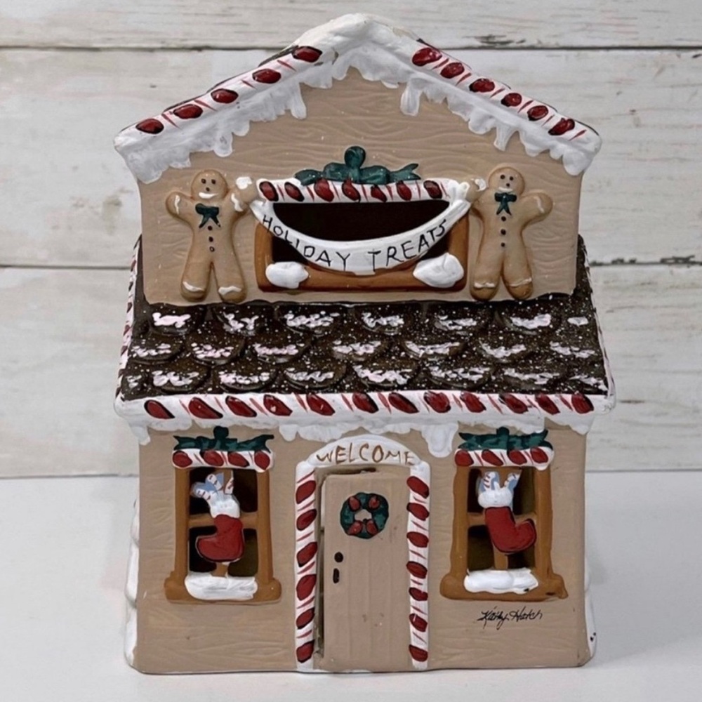 Vintage New Kathy Hatch Gingerbread Candy Store Candle Holder PRICE FIRM